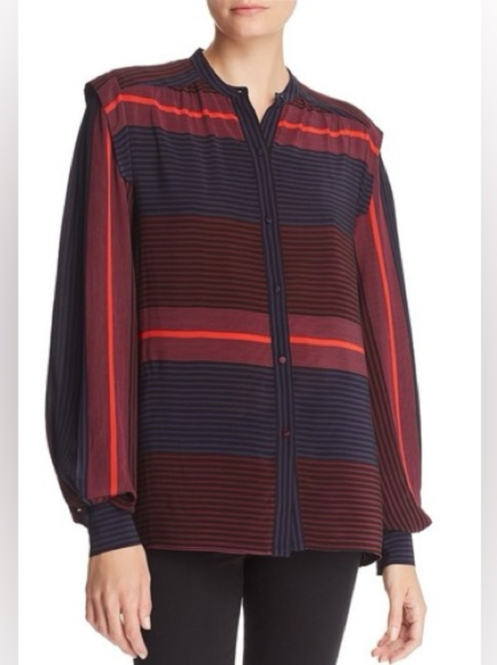 Joie Ishana Striped Long Sleeve Button Down Shirt size Medium